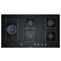 Bosch - Cocina PPS9A6B90 Empotrable a Gas Vidrio Templado Negro