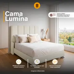 MUEBLES MODENZA - Cama Nube Box Tarima Modenza + Cabecera Lumina 1,5pz - Beige claro