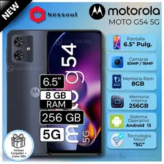 MOTOROLA - Celular Moto G54 5G 5.7" Pulg. 8GB RAM 256GB Android 13 - Negro