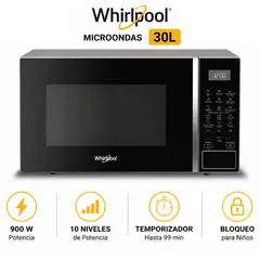 Whirlpool - Microondas De 30 Lt. WM2011B Negro