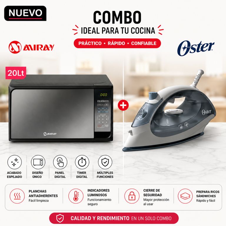 HORNO MICROONDAS 20L - HMM-20N + PLANCHA OSTER