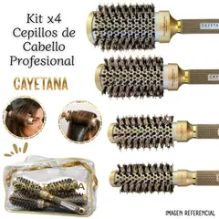 GENERICO - Set 4 Cepillos Nano Technology Cayetana Professional Gold