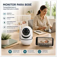 GENERICO - MONITOR PARA BEBÉ WIFI HD CÁMARA DE VIGILANCIA PARA BEBÉS CON VISIÓN NOCTURNA Y AUDIO BIDIRECCIONAL
