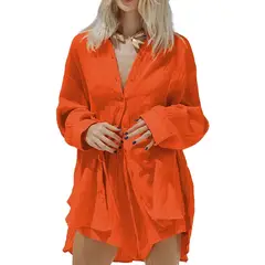 TIOZONEY - Camisas de mujer-Naranja
