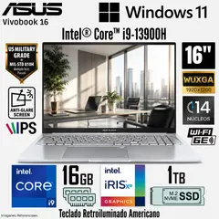 ASUS - Laptop Vivobook F1605VA-WS96 16 WUXGA Intel Core i9-13900H 16GB 1TB SSD Windows 11 Cool Silver