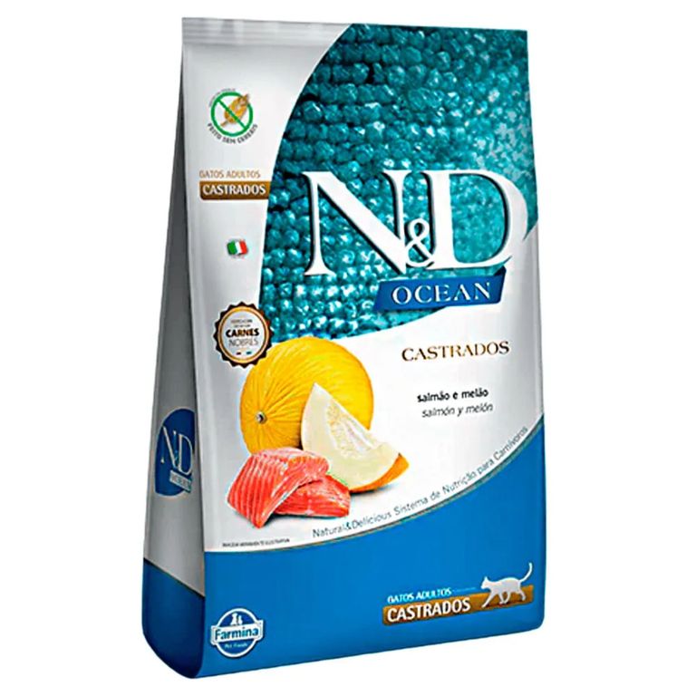 Alimento Ocean 7.5kg Gatos Adultos Castrados Sabor Salmon & Melon