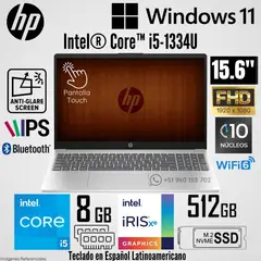 HP - Laptop 15-FD0152LA Intel Core i5- 1334U 8GB RAM 512GB SSD 15.6" FHD Táctil - Dorado Cálido