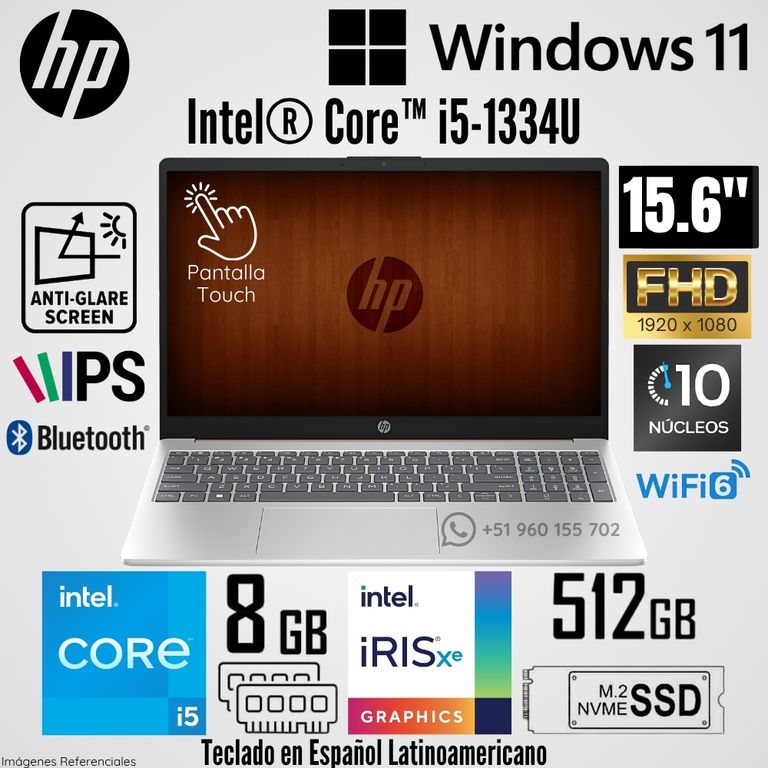 Laptop 15-FD0152LA Intel Core i5- 1334U 8GB RAM 512GB SSD 15.6" FHD Táctil - Dorado Cálido
