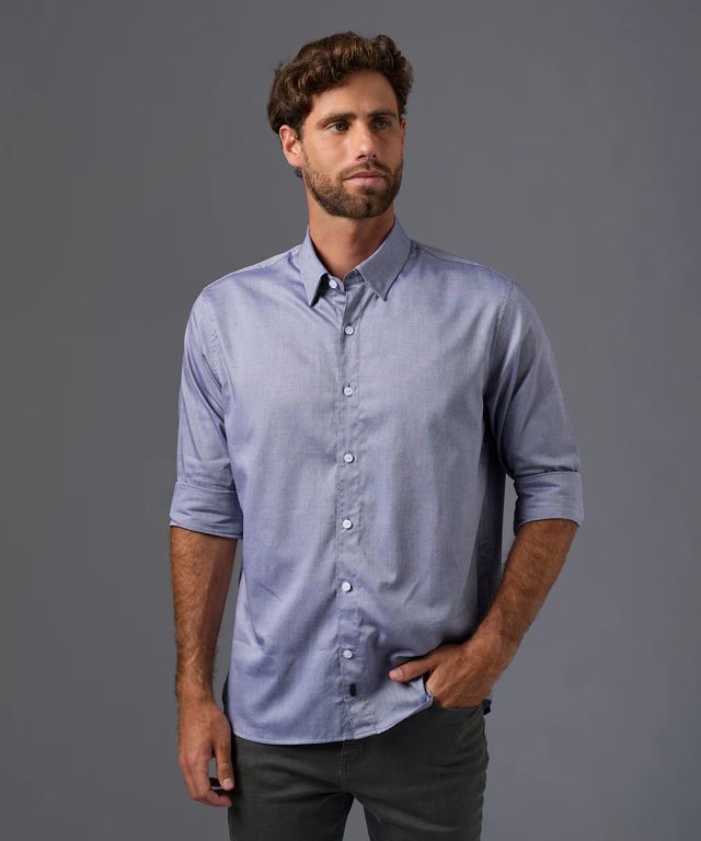 Camisa 100% Algodón Manga Larga Hombre