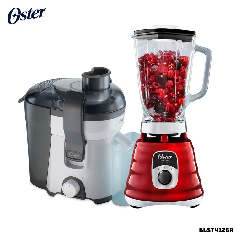 LICUADORA CLASICA 3 VELOCIDADES 1000W CROMADA ROJA - BLST4126R + EXTRACTOR FPSTJE316W