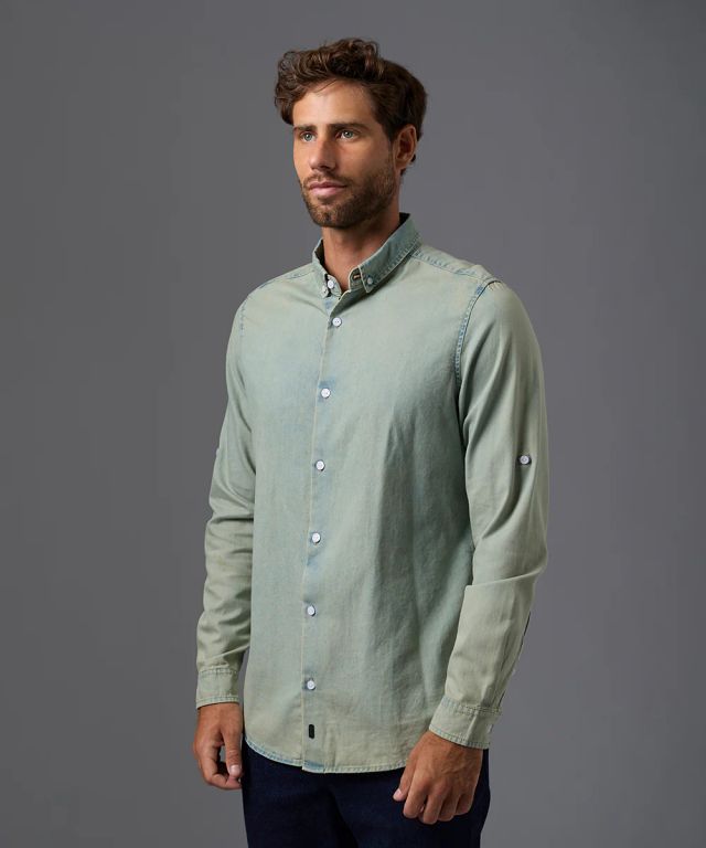 Camisa 100% Algodón Manga Larga Hombre