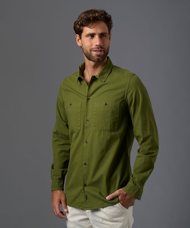 Camisa 100% Algodón Manga Larga Hombre