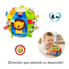 Baby - Pelota Sensorial para Bebé de Tela con Sonajero, Espejo y Cintas Sensoriales