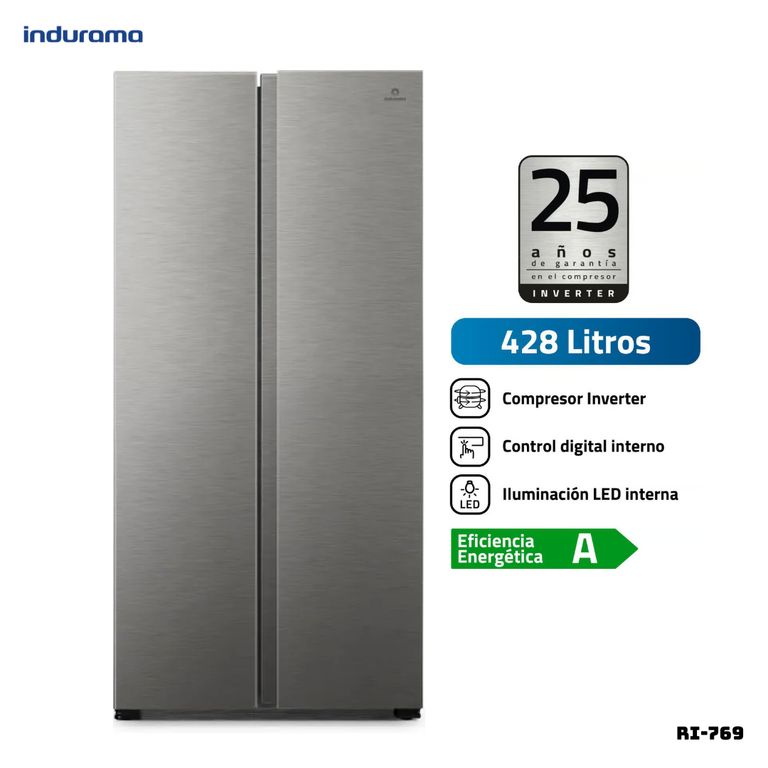 REFRIGERADORA 428 L SIDE BY SIDE PLATEADO - RI-769