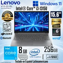 LENOVO - Laptop V15 G5 IRL Intel Core i3-1315U 8Gb Ram 256Gb SSD 156 FHD - 83GW005NLD