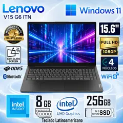 LENOVO - Laptop V15 G6 ITN Intel N100 8GB RAM 256GB SSD 15.6 FHD - 83M40016LD