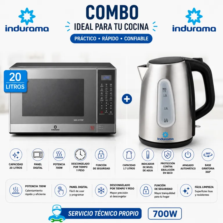 Horno Microondas 20L 700W MWI-20TCRP Croma + Hervidor