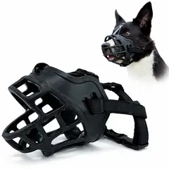 GENERICO - Bozal de Silicona Flexible para Perros Color Negro en talla 4