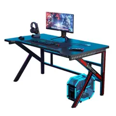 GENERICO - Mesa de escritorio oficina gamer curvatura cóncava ergonómica 121 x 58 x 74 cm