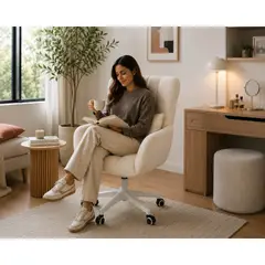 GENERICO - Silla Tocador Giratoria 360° Acolchada Altura Regulable Estilo Moderno Dormitorio Hogar 190418