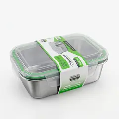 FACUSA - Taper Acero Inox Tapa Transparente 800 Ml Rectangular Plateado