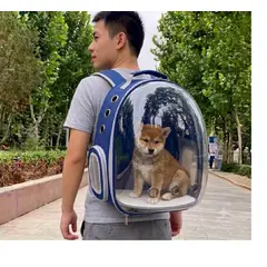 GENERICO - Mochila Transportartadora Para Gato Perro-Mascotas Azul
