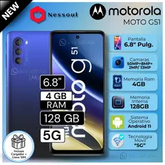 MOTOROLA - Celular Moto G51 6.8" Pulg. 4GB RAM 128GB Android 11 - Azul