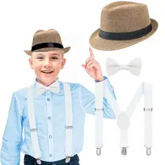 GENERICO - Accs.disfraz charleston retro 1920 Ganster Gatsby para NIÑOS (Pack 3 unds)