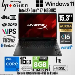 HP - Laptop HyperX Omen 15-GA0001LA Intel Core i7-14650HX 16GB RAM 1TB SSD RTX 5060-8GB 15.3" WUXGA