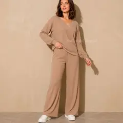 GENERICO - Conjunto Casual de Invierno Mujer Suéter y Palazzo con Bolsillos