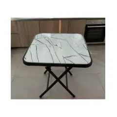 GENERICO - MESA DE VIDRIO METÁLICA CUADRADA PLEGABLE