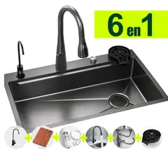 D DECOR MI CASA - Lavadero Multifuncional 68x45 cm Nano Black Gunmetal Premium