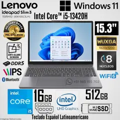 LENOVO - Laptop IdeaPad Slim 3 15IRH10 Intel Core i5-13420H 16GB RAM 512GB SSD 15.3" WUXGA Luna Grey