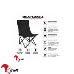 NO LOGO - SILLA PLEGABLE COLOR NEGRO