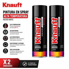KNAUF - Pintura En Spray Knauff Alta Temperatura 400 ml Pack 2 UND Negro Mate 600°C