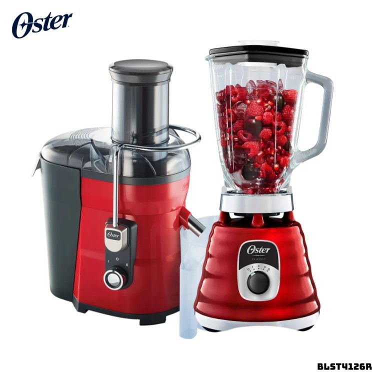 LICUADORA CLASICA 3 VELOCIDADES 1000W CROMADA ROJA - BLST4126R + EXTRACTOR FPSTJE317R