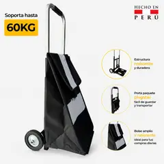 IMSARACKS - Carrito de mercado plegable Modelo Premium con Bolso negro
