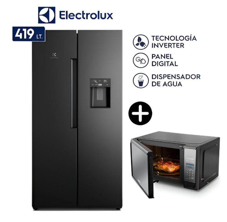 Refrigeradora Side By Side 419L Negro ERS45F2P5EB + Microondas 20 L