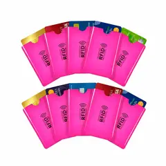 GENERICO - Pack x 10 Funda Protector RFID Antirrobo para Tarjeta Crédito Rosado