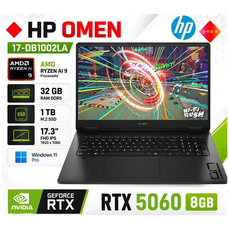 Laptop Gaming 17-DB1002LA OMEN - AMD Ryzen™ AI 9 36 GeForce RTX™ 5060 32GB RAM 1TB SSD CW4G9LA