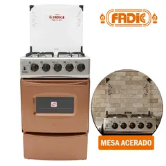FADIC - Cocina con tapa de vidrio y Horno Sami 4h Cobre