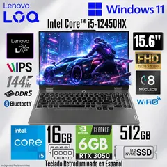 LENOVO - Laptop LOQ 15IAX Intel Core i5-12450HX 16GB RAM 512GB RTX 3050-6GB 15.6" FHD - 83GS00TKLM