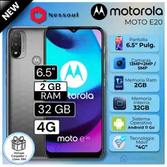 MOTOROLA - Celular E20 6.5" Pulg. 2GB RAM 32GB Android 11 Go - Gris Grafito
