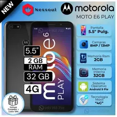 MOTOROLA - Celular E6 Play 5.5" Pulg. 2GB RAM 32GB Android 9 Pie - Negro