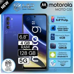 MOTOROLA - Celular Moto G51 6.8" Pulg. 4GB RAM 128GB Android 11 - Azul