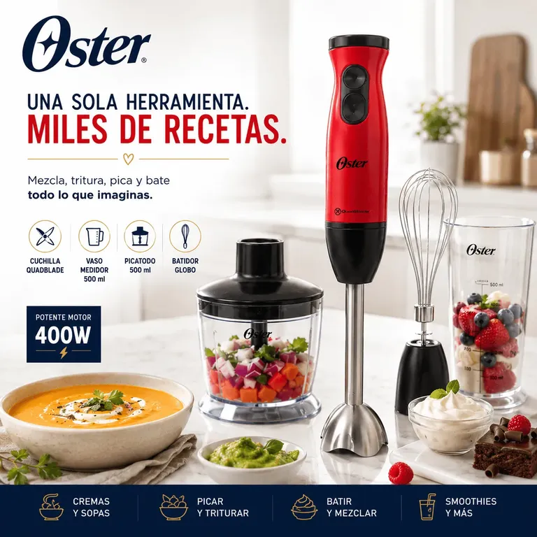 Batidora de Inmersión FPSTHB460A 400W con Picatodo - Batidor Globo - Vaso Medidor