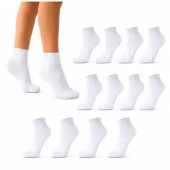 GENERICO - Pack x12 Pares de Medias Cortas Blancas Deportivas para Niños Talla Estándar
