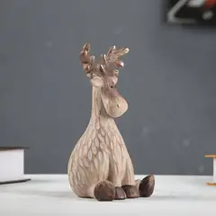 VATYERTY - 1 pieza de adorno de escultura de alce de resina creativo pintado a mano