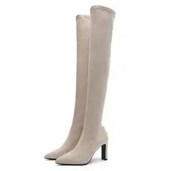 DANWEILE - Bota Taco Alto Mujer Elegante PU Negro