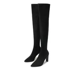 DANWEILE - Bota Taco Alto Mujer Elegante PU Negro